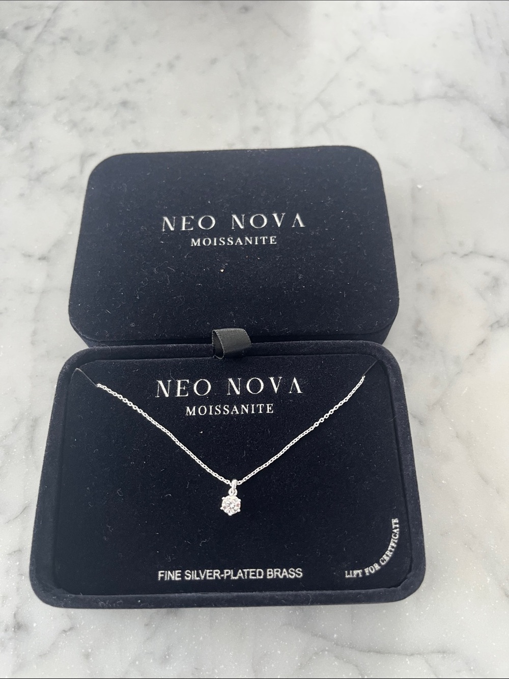Silver-Plated Moissanite Pendant Necklace in Silver
